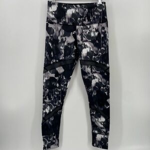 Reflex Ankle Leggings Black Gray Abstract Athletic Mesh M